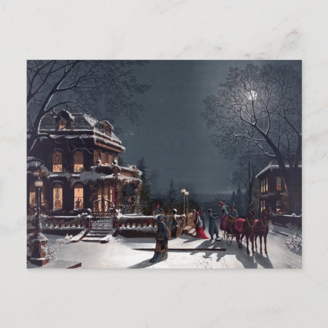 Cartes Pour Fêtes Annuelles Victorienne Noël Soirée d'hiver Carrières d'hiver (Devant)