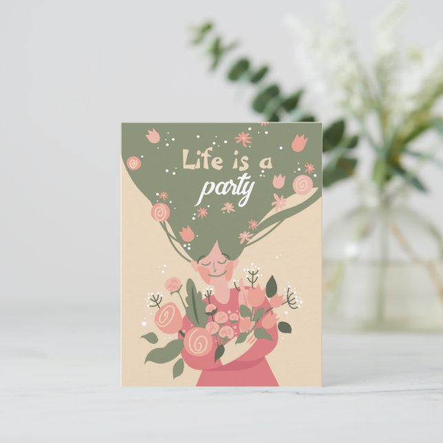 Cartes Pour Fêtes Annuelles VIE customisée EST UNE FÊTE PRINTEMPS FLORAL (Debout devant)