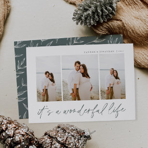 Cartes Pour Fêtes Annuelles Vie merveilleuse Modern Minimal 3 Photo Noël