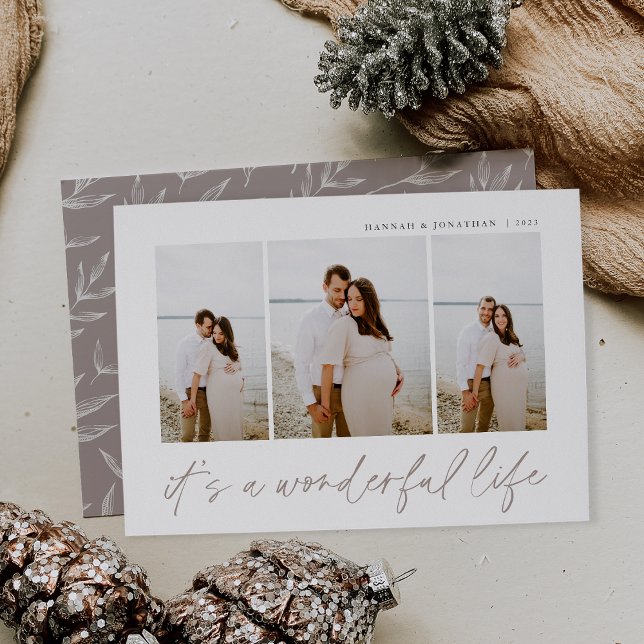 Cartes Pour Fêtes Annuelles Vie merveilleuse | Modern Minimal 3 Photo Noël (Créateur téléchargé)