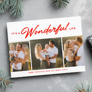 Cartes Pour Fêtes Annuelles Vie merveilleuse trois photo rouge Noël