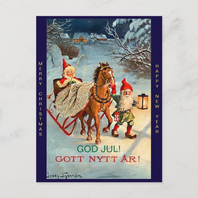 Cartes Pour Fêtes Annuelles Vieil Noël de Tomte Elf de Suédois Joyeux et (Devant)