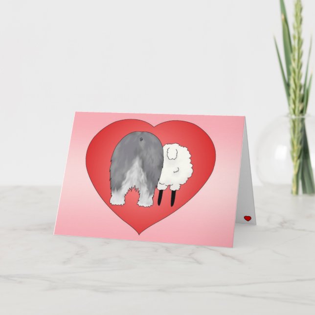 Cartes Pour Fêtes Annuelles Vieille Saint-Valentin anglaise de chien de berger (Devant)