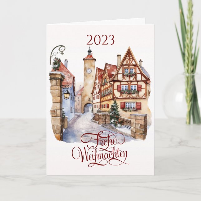 Cartes Pour Fêtes Annuelles Vieille Ville de Noël allemande (Devant)