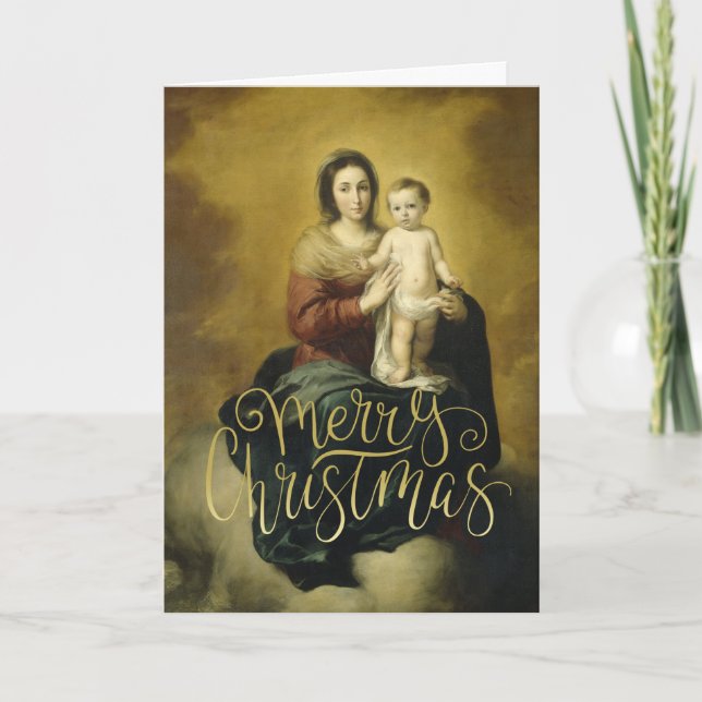 Cartes Pour Fêtes Annuelles Vierge à l'enfant, Noël aux beaux-arts (Devant)