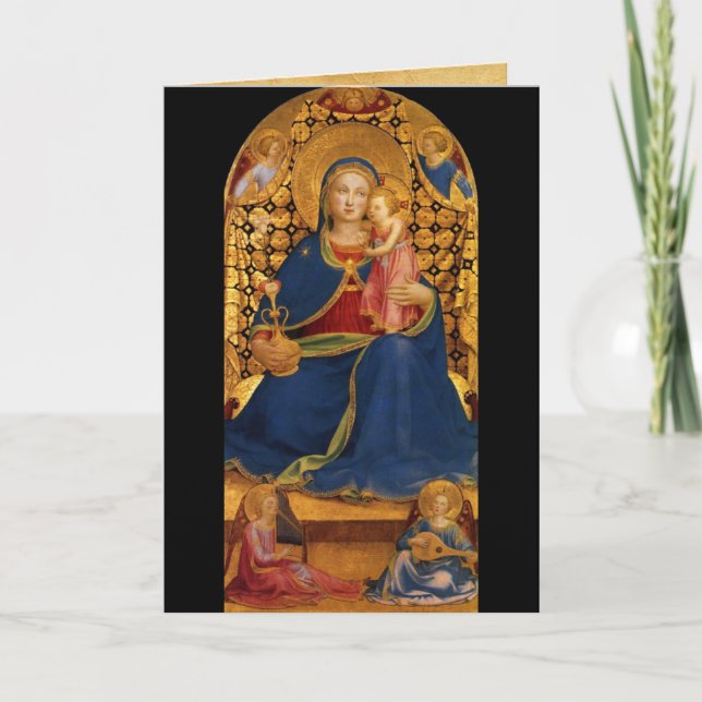 Cartes Pour Fêtes Annuelles VIERGE AVEC ANGELS ET SAINTS POUR ENFANTS, Sapphir (Devant)