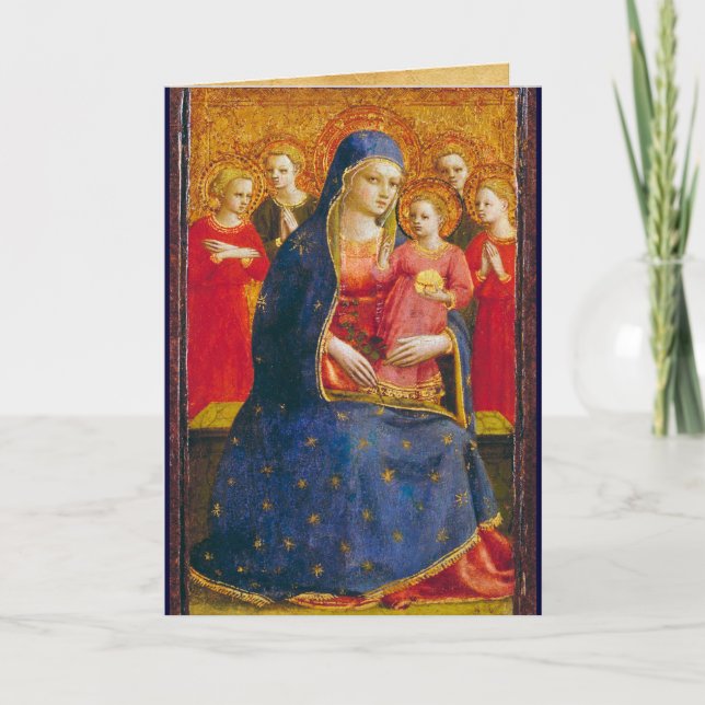 Cartes Pour Fêtes Annuelles VIERGE AVEC ENFANT ET ANGES, Beato Angelico (Devant)