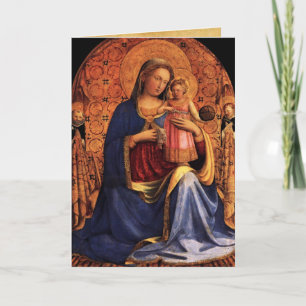 Cartes Pour Fêtes Annuelles VIERGE AVEC ENFANT ET SAINTS, Saphir Bleu