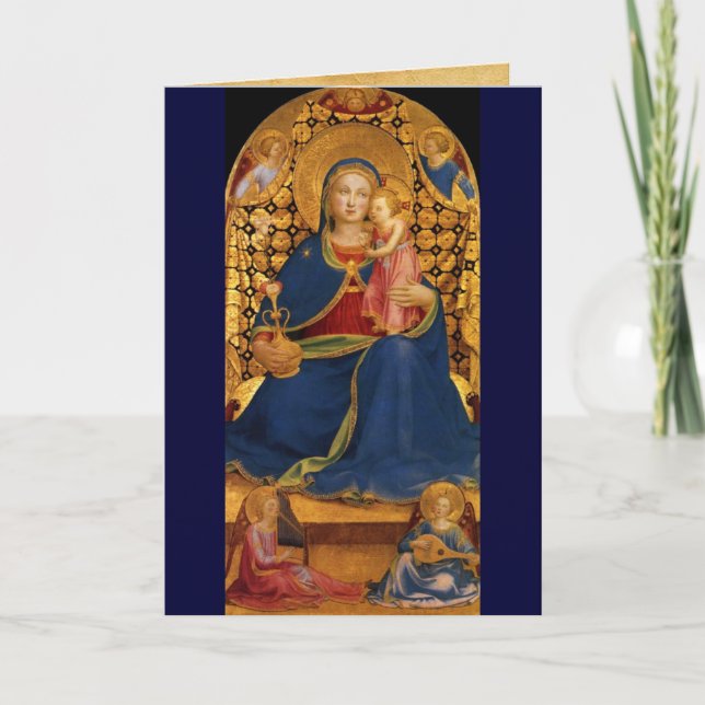 Cartes Pour Fêtes Annuelles VIERGE AVEC ENFANT ET SAINTS, Saphir Bleu (Devant)