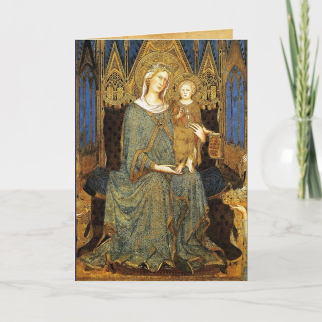 Cartes Pour Fêtes Annuelles VIERGE AVEC ENFANT, Sapphire Bleu (Devant)