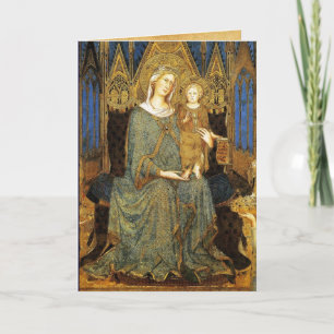 Cartes Pour Fêtes Annuelles VIERGE AVEC ENFANT, Sapphire Bleu