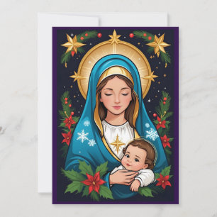 Cartes Pour Fêtes Annuelles Vierge catholique chrétienne Marie Noël