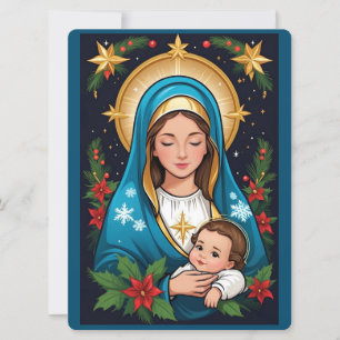 Cartes Pour Fêtes Annuelles Vierge catholique chrétienne Marie Noël