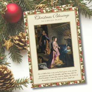 Cartes Pour Fêtes Annuelles Vierge de la Nativité Jésus Noël pour Prêtre