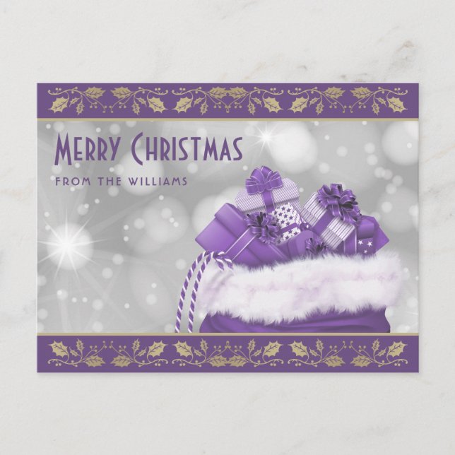 Cartes Pour Fêtes Annuelles Vierge de Noël Purple Or (Devant)