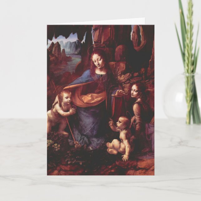 Cartes Pour Fêtes Annuelles Vierge des Rochers par Léonard de Vinci Noël (Devant)