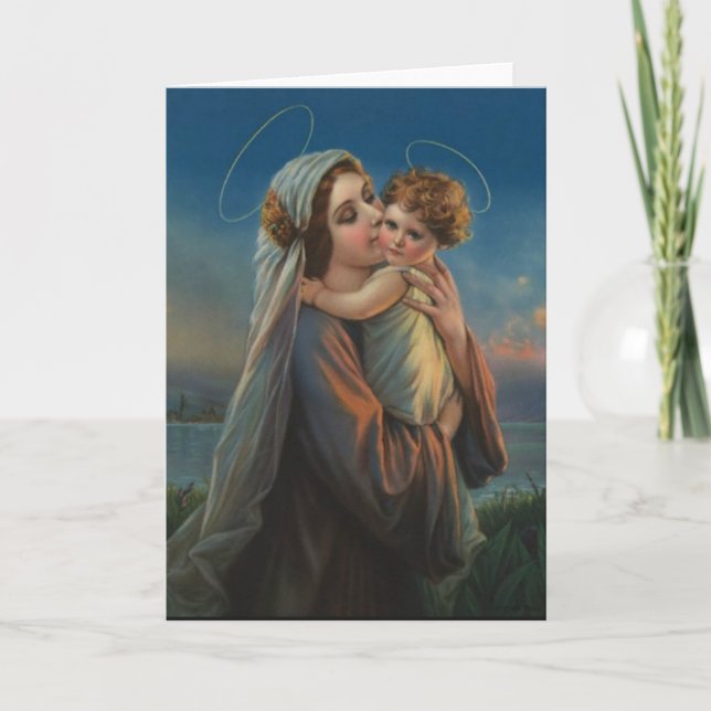 Cartes Pour Fêtes Annuelles Vierge Madonna Mary avec l'enfant Jésus du Christ (Devant)