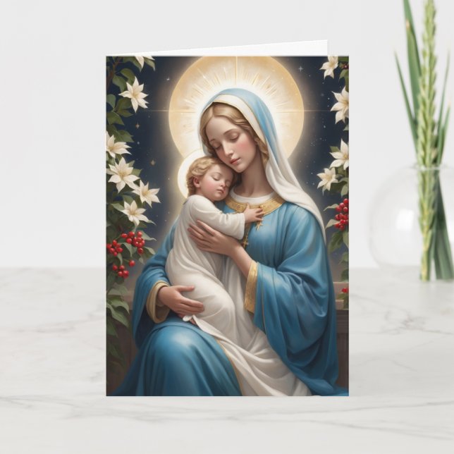 Cartes Pour Fêtes Annuelles Vierge Marie Bienheureuse Catholique Traditionnell (Devant)