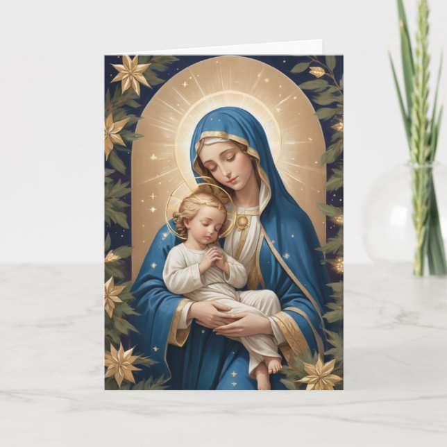 Cartes Pour Fêtes Annuelles Vierge Marie catholique traditionnelle (Devant)