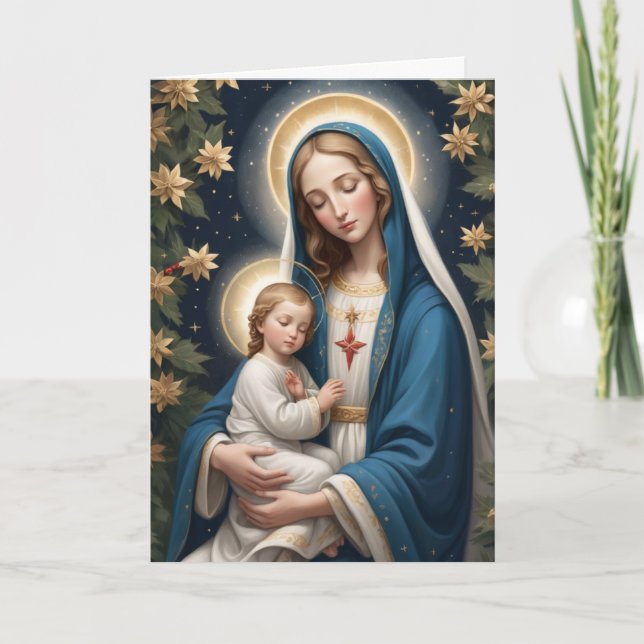 Cartes Pour Fêtes Annuelles Vierge Marie Catholique Traditionnelle (Devant)