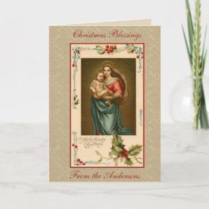 Cartes Pour Fêtes Annuelles Vierge Marie Enfant Jésus Religieux Vintage