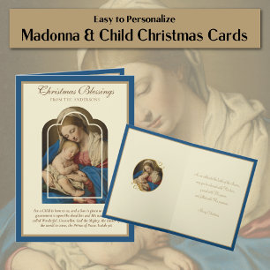 Cartes Pour Fêtes Annuelles Vierge Marie Jésus bébé Écriture religieuse vintag