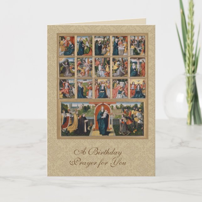 Cartes Pour Fêtes Annuelles Vierge Marie Jésus Saint Rosaire Art sacré Religio (Devant)