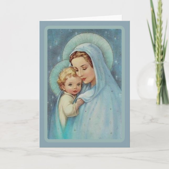 Cartes Pour Fêtes Annuelles Vierge Marie Madonna avec Bébé Jésus Dentelle (Devant)