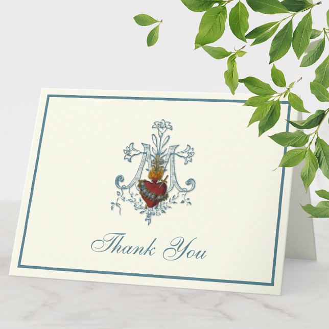 Cartes Pour Fêtes Annuelles Vierge Marie Religieuse Catholique Élégante Floral (Créateur téléchargé)