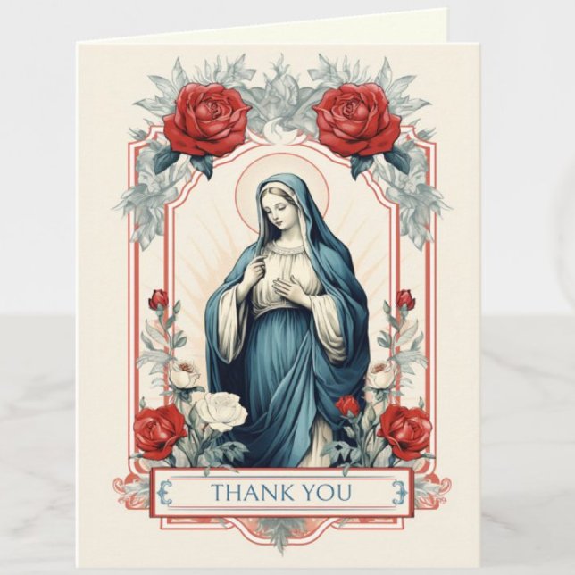 Cartes Pour Fêtes Annuelles Vierge Marie Religieuse Catholique Roses (Such a beautiful card for any occasion! )