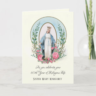 Cartes Pour Fêtes Annuelles Vierge Marie Rose Religieuse religieuse