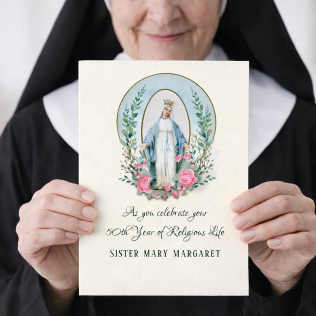 Cartes Pour Fêtes Annuelles Vierge Marie Rose Religieuse religieuse (Créateur téléchargé)