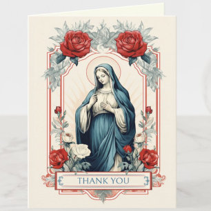 Cartes Pour Fêtes Annuelles Vierge Marie Roses religieux catholiques