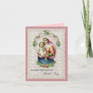 Cartes Pour Fêtes Annuelles Vierge religieuse Marie Jésus Fête des mères