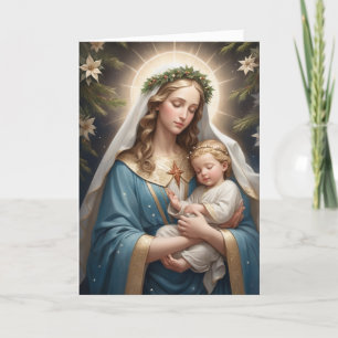 Cartes Pour Fêtes Annuelles Vierge vintage de Noël victorienne Marie catholiqu