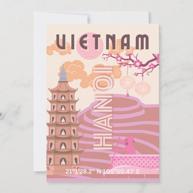 Cartes Pour Fêtes Annuelles Vietnam Travel Art, Retro (Devant)