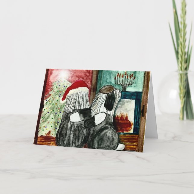 Cartes Pour Fêtes Annuelles Vieux anglais Sheepdog (Devant)