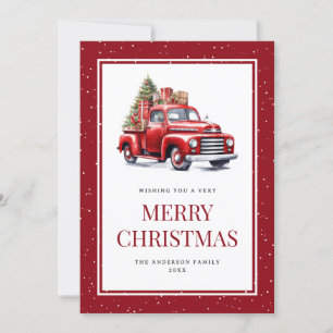 Cartes Pour Fêtes Annuelles Vieux Camion de ferme rouge Arbre de Noël Cadeaux 