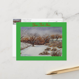 Cartes Pour Fêtes Annuelles vieux chalets ruraux scène de neige à noël