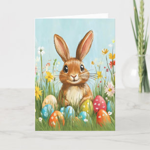 Cartes Pour Fêtes Annuelles Vieux lapin d'oeuf de Pâques