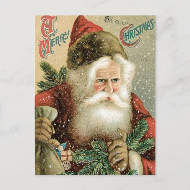 Cartes Pour Fêtes Annuelles Vieux mode Joyeux Noël Père Noël (Devant)