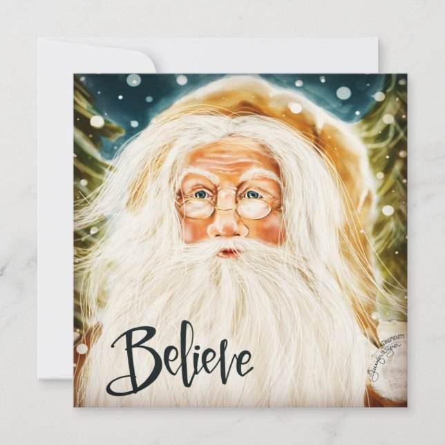 Cartes Pour Fêtes Annuelles Vieux Monde Santa Croire Noël Inspirivité (Devant)