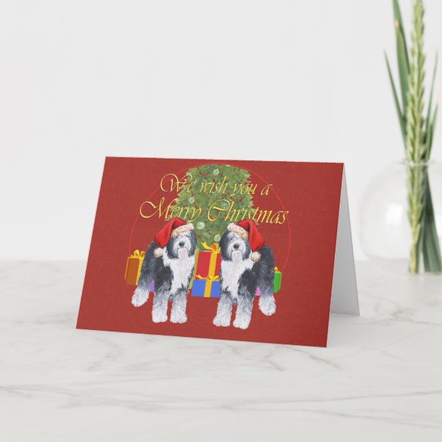 Cartes Pour Fêtes Annuelles Vieux Noël de Sheepdog (Devant)