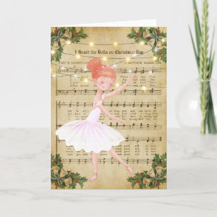 Cartes Pour Fêtes Annuelles Vieux Noël Musique et Ballerina