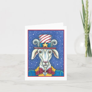 CARTES POUR FÊTES ANNUELLES VIEUX ONCLE DE CHÈVRE SAM, FUNNY FARM PATRIOTIC BI