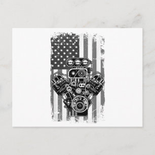 Cartes Pour Fêtes Annuelles Vieux Piston de Voiture de Muscle de Drapeau Améri