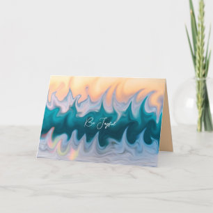 Cartes Pour Fêtes Annuelles Vif Vagues Bleues Océan Abstrait Soyez Joyeux Mini
