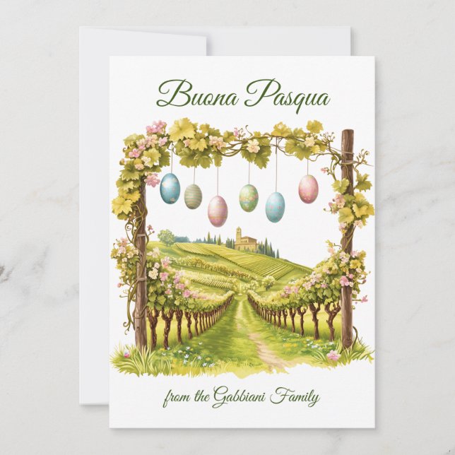 Cartes Pour Fêtes Annuelles Vignoble italien festif Pâques Buona Pasqua (Devant)
