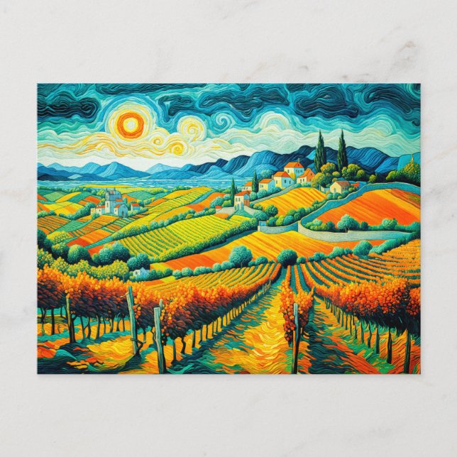 Cartes Pour Fêtes Annuelles Vignobles d'automne dans les riches couleurs de la (Devant)