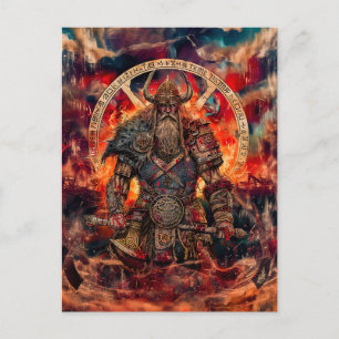 Cartes Pour Fêtes Annuelles Viking Warrior à Asgard avec des dieux